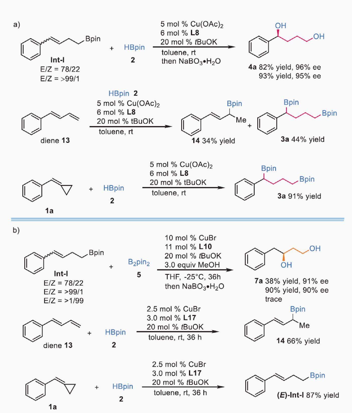 Control experiments of cascade hydroboration.